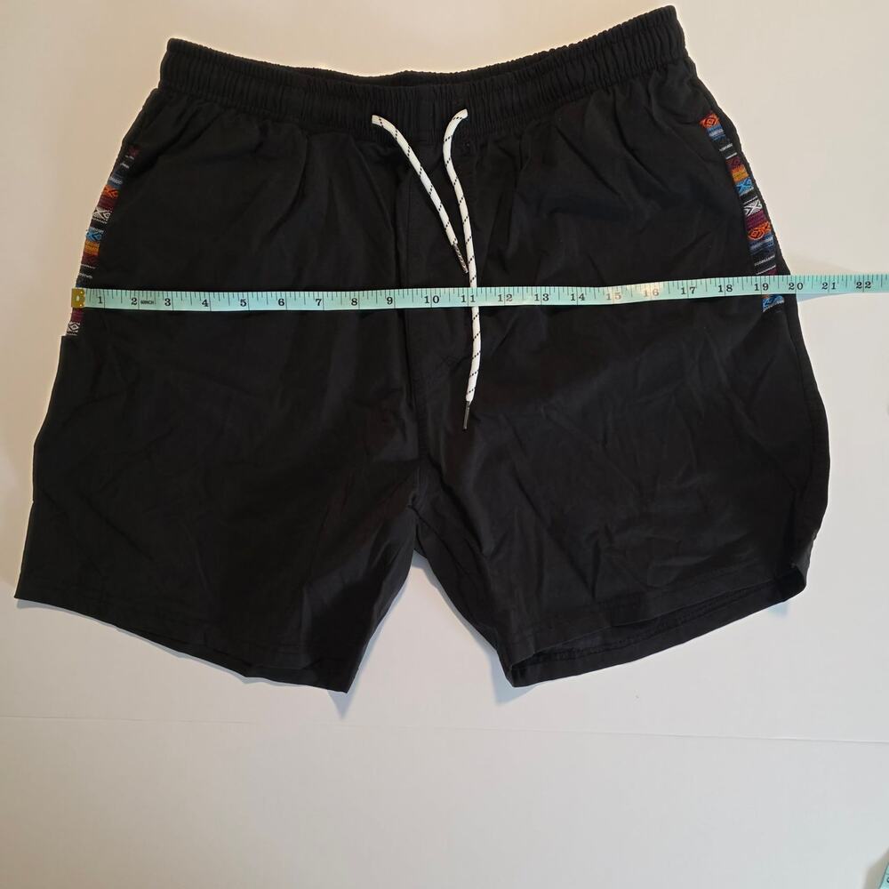 Mens Black Swim Trunks Large Athletic Beach Shorts Drawstring Stretch